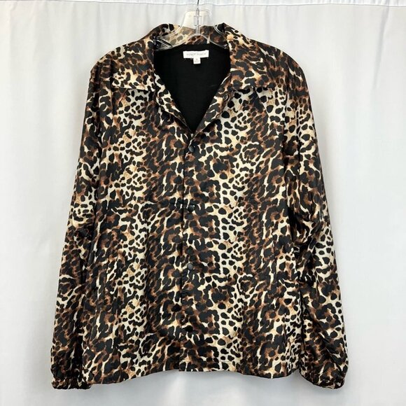 Honey Punch Womens Jacket Coat Multicolor Animal Print Leopard Buttons Pockets M - Picture 1 of 10